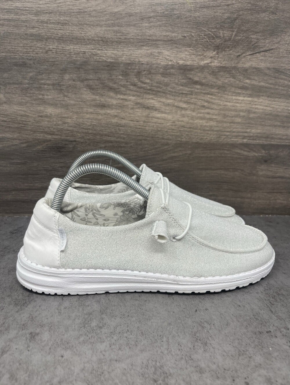 Hey Dude Wendy Sparkling White Shoes Womens Size 9 Slip On Comfort - Picture 5 of 10